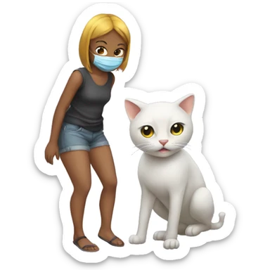 Girl with cat mask on all fours sticker