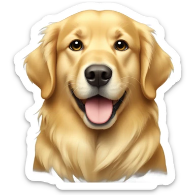 Golden retriever with a banana sticker