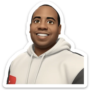 smiling boy in white hoodie sticker