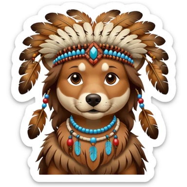 dog in a Native American costume sticker