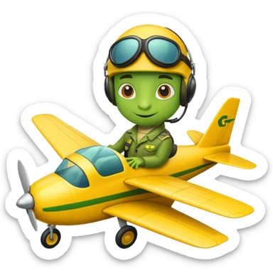 gecko pilot riding yellow plane sticker