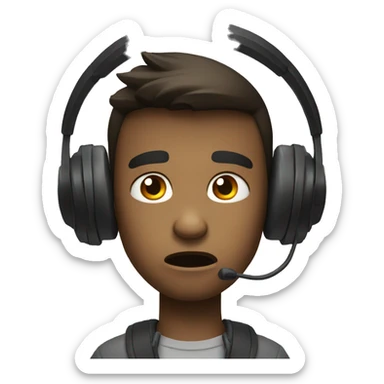 angry boy with headset on sticker