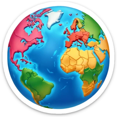 world with 3d continents aesthtic sticker