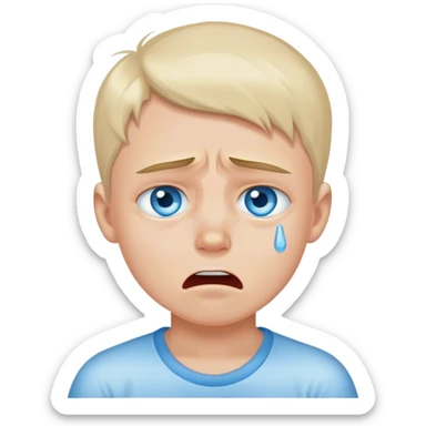 portrait of a blue eyed boy crying sticker
