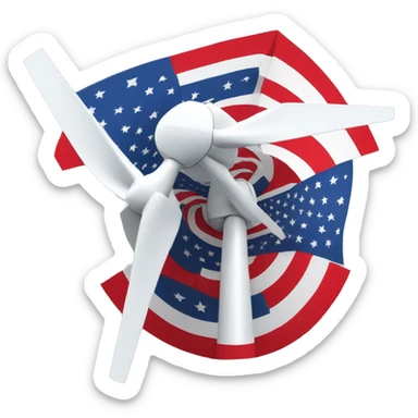 Wind turbine in usa flag colors sticker