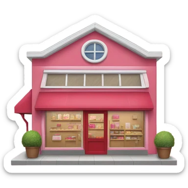 Grandma's store building with red and pink elements colors sticker