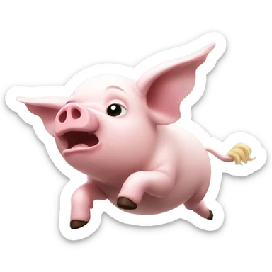 Flying pig falling to death sticker