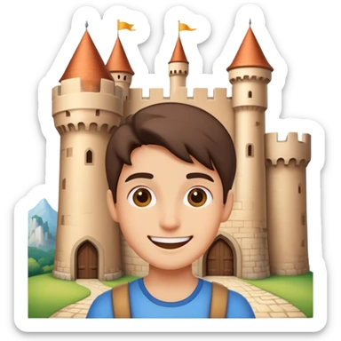 person visiting a castle, cheerful expression sticker