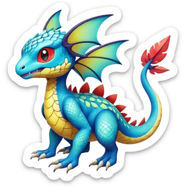 cool exotic fantasy-creature-Fakémon-Pokémon, full body, with markings sticker