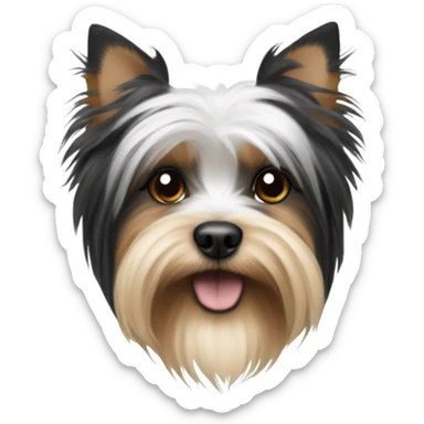 Fluffy dog black and white yorkiee sticker