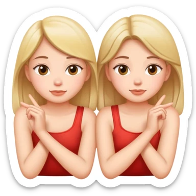 two girls sitting back to back with their cheeks touching sticker