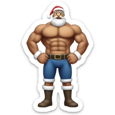 Santa with muscles and six pack full body  sticker