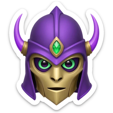 mystic knight with full face helmet and has he has purple and green eldricth powers sticker