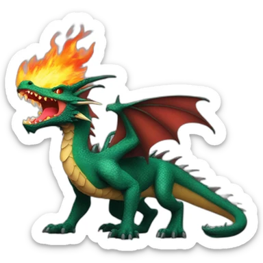 A wild looking dragon with fire breath sticker