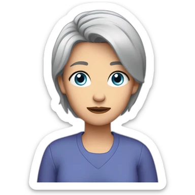 Mother worried dark-purple-shirt blue-eyes grey-short-hair middled-aged White sticker