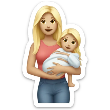 Blonde girl carrying a baby  sticker