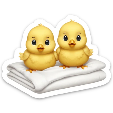 Two baby chicks laying in bed sticker