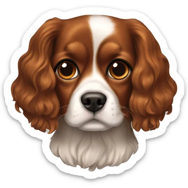 Brunette girl and cavalier King Charles spaniel blenheim color sticker