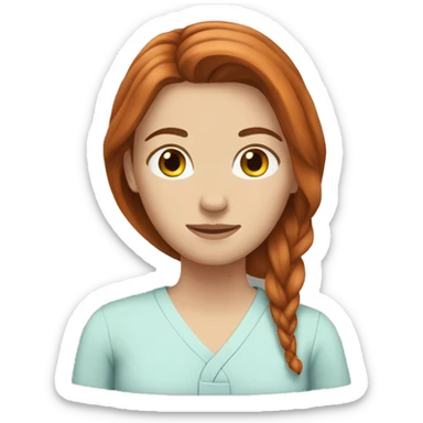 white girl. long auburn hair. Scrubs.  sticker