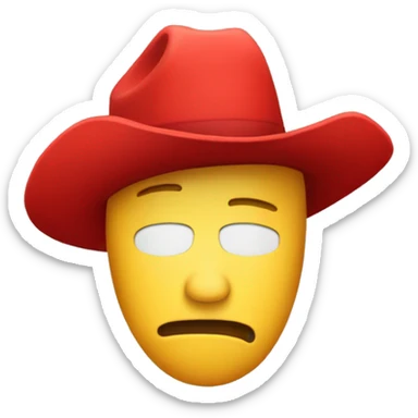red ski mask with red cowboy hat sad sticker