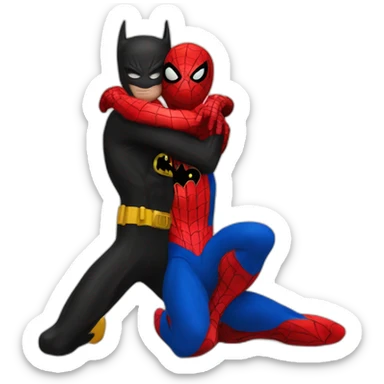 spider man and batman hug sticker