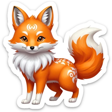 Japanese fox spirit kitsune with three tails sticker