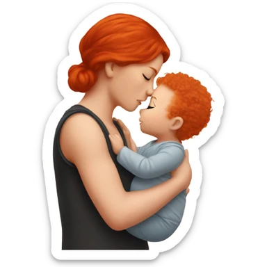 Red head kissing baby sticker