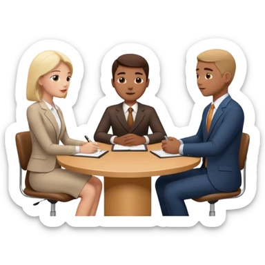 3 people business meeting circular crop sticker