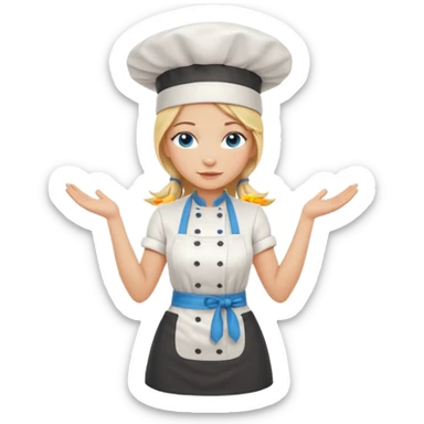 Full body 
Sexy Long Blonde hair blue eyed female chef arms folded sticker