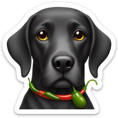 Black lab dressed as jalapeño  sticker