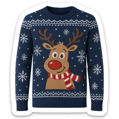 christmas jumper blue with reindeer festive design sticker
