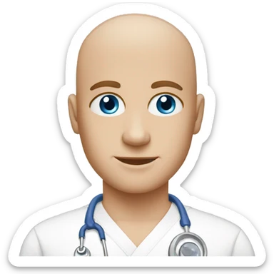 bald Physical therapy owner blue eyes sticker