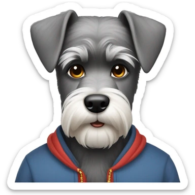 Schnauzer with Asian man sticker