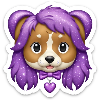 Cachorro com gravata roxa com glitter sticker