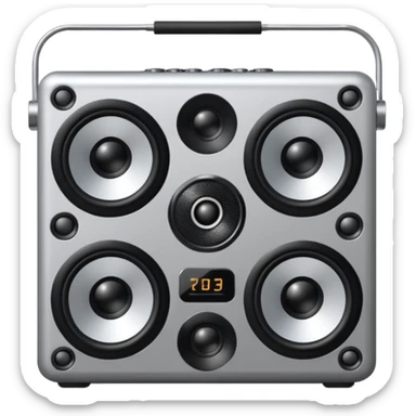 a speaker with eyes and buttons like dj box sticker