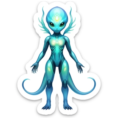 Futuristic Ethereal Iridescent Bioluminescent Translucent Illuminated Transparent Modern Fakémon-creature-hybrid Full Body sticker