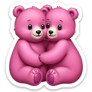 Friends Couple of Happy pink bears cuddling  sticker