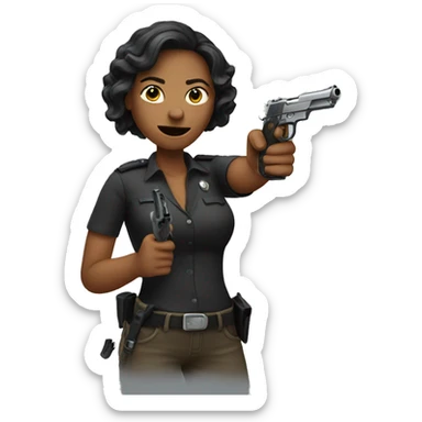woman with a pistol sticker