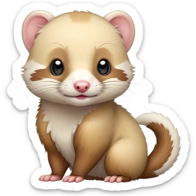 White cute Kawaii adorable Ferret-weasel-hybrid sticker