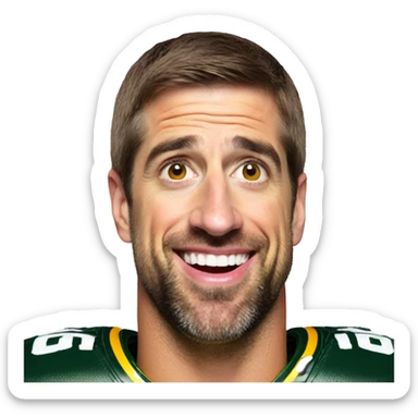Aaron Rodgers holding an eggplant above his head sticker