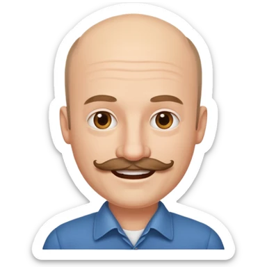 White man mustache balding sticker
