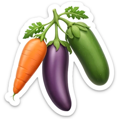 eggplant, cucumber, carrot, hanging sticker