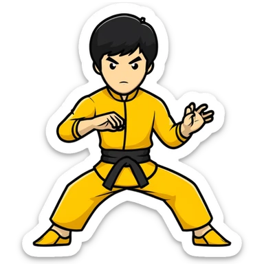Bruce Lee with correctly proportioned hands and accurate fingers in kung fu position sticker