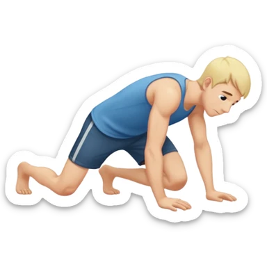 a guy arching his back on all fours sticker