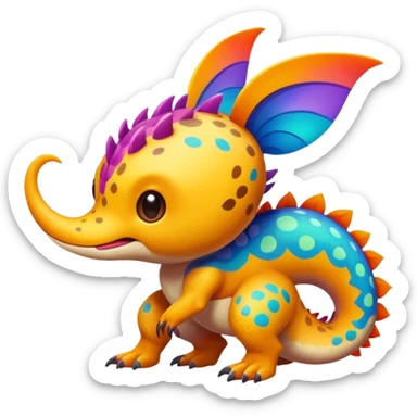 colorful vibrant Fakémon-creature with random markings sticker