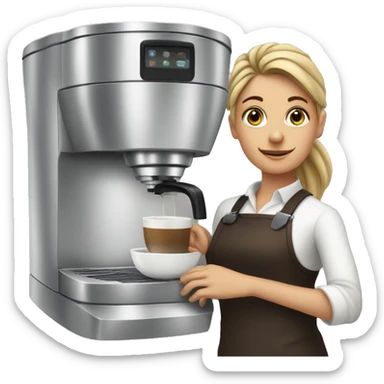 a barista working behind a coffee machine sticker