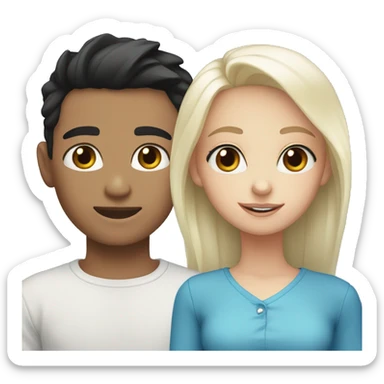 black haired girl with brown eyes next to a platinum blond haired boy with blue eyes  sticker