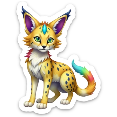 Epic Edgy Colorful ethereal eldritch Sergal-Serval-Fionbri sticker