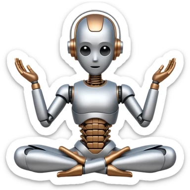 a stiff robot that tries to do yoga sticker