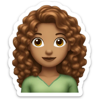 Girl with long brown curly hair and spider-man suit and olive skin sticker